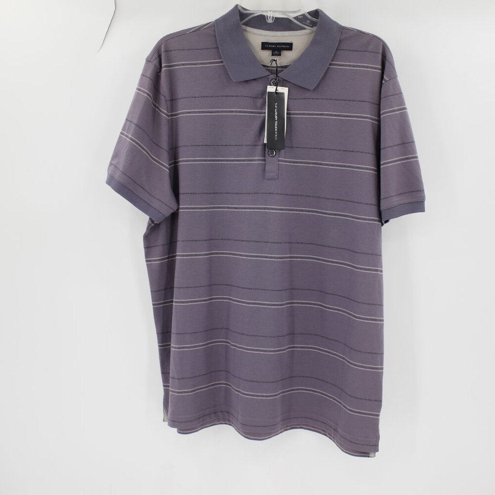 NWT Banana republic shirt Mens XL luxury touch polo short sleeve striped casual